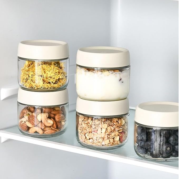 3Pack Overnight Oats Containers with Lids,10oz Glass Jar with Scew Lid,Salad Dressing Fruit Veggies Sauce Snacks Meal Prep Food Containers,Spice Jars,Wide Mouth Storage Containers