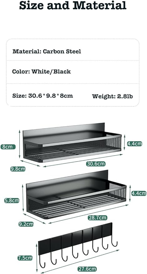 AHERO 1 Pack Magnetic Spice Storage Rack Organizer for Refrigerator, Black Fridge Organizers and Storage