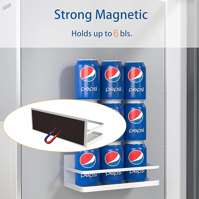 Magnetic Spice Rack Organizer Single Tier Refrigerator Spice Storage Shelf, Easy to Install The Side of The Refrigerator Can Hold spices, Jar of Olive Oil (White, 2 PACK)