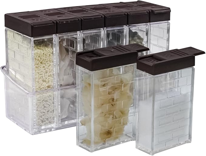 6 Pcs Spice Shaker Jars, Salt and Pepper Shakers, Plastic Spice Dispenser, Salt Shakers, Seasoning Shaker Box, Condiment Set, spice containers (Brown)