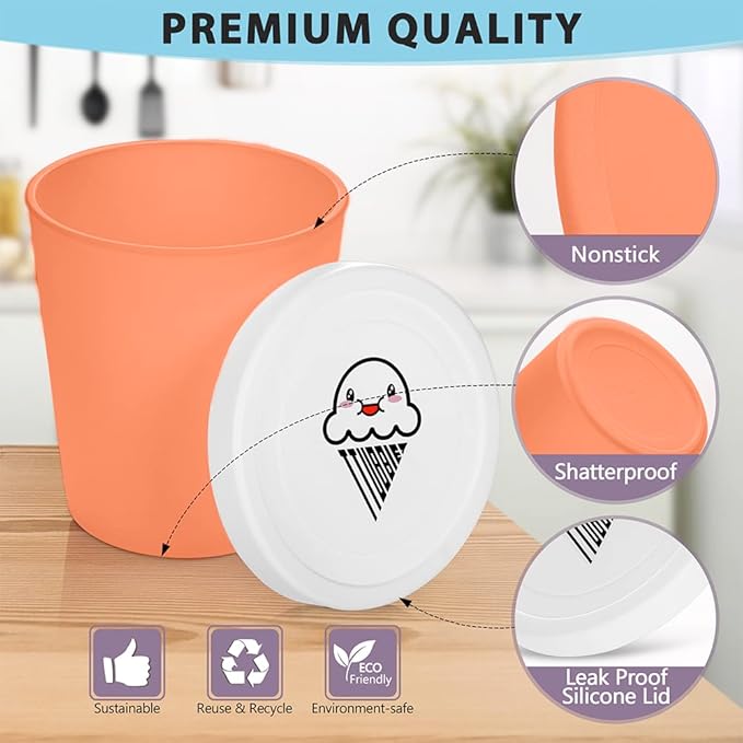 Ice Cream Containers (2 Pack - 1 Quart Each), Ice Cream Containers for Homemade Ice Cream, Ice Cream Storage Containers for Freezer, 1 Quart Freezer Containers for Ice Cream Storage - Berry