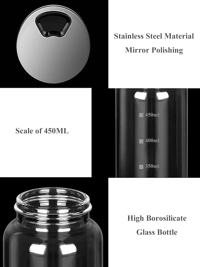 Verdental 15 oz Salt and Pepper Shakers Set with Adjustable Outlet Holes Clear Glass Bottles Spice Seasoning Cans Jar for Kitchen Decor and Home Restaurant BBQ Camping Farmhouse(5 Pcs, 450 ML)