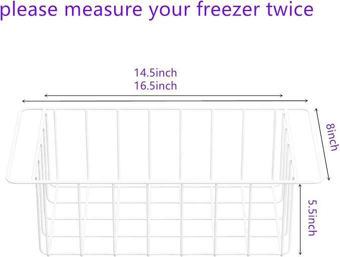 16.5 Inch Chest Freezer Organizer Storage Baskets Bins Metal Wire, Settle freezer chaos and reduce food waste effectively, Durable, Fully Use Space, Improve Air Circulate, 2 Pack