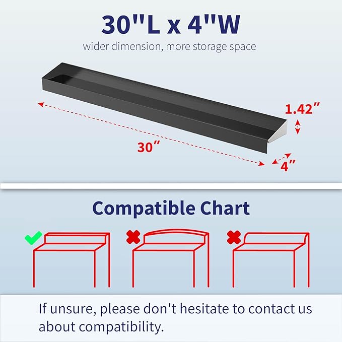 30" Upgrade Stainless Steel Stove Top Shelf, Magnetic Shelf for Kitchen, Over The Stove Spice Rack Organizer, Back of Oven Rack with Border All Around, Black