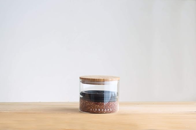 AirScape Glass Food Storage Canister - Glass Storage With Patented Airless Inner Lid & Bamboo Top Lid - Preserves Food Freshness (Small 4-Inch)