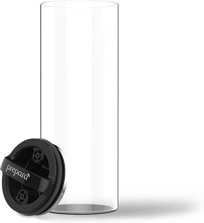 Prepara Evak Compact Glass Food Storage, 46 Ounce, Black