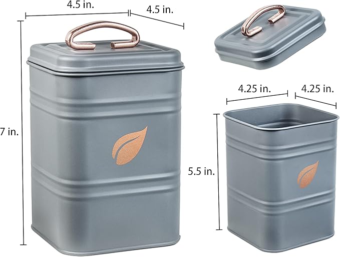 Saf-Care Kitchen Canisters - Farmhouse Grey Kitchen Decoration of Canister Set with Multiple Preservation Purposes by Tight Sealed Lids, Good for Wedding Gifts Kitchen Canisters Set of 3