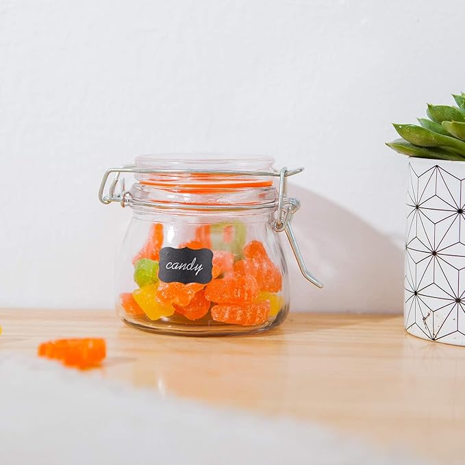 Encheng Small Glass Jars With Airtight Lids, Glass Spice Jars 5 oz,Maosn Jars With Leak Proof Rubber Gasket 150ml,Glass Storage Containers With Hinged Lid,Mini Kitchen Canisters 24 Pack
