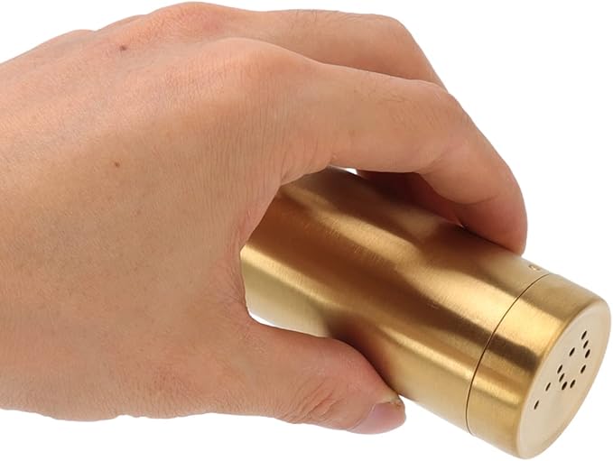 2Pcs Salt and Shakers Set, 7 Ounce Stainless Steel Salt and Dispenser Gold Jar Rustproof Seasoning Bottle Easy Filling Salt and Shakers for Modern Home Kitchen