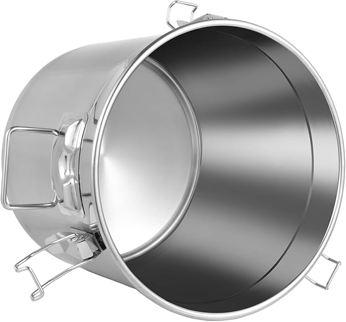 DYNAMI Large 304 Stainless Steel Bucket with Airtight Lids, 8.7Gal Metal Food Canisters Container with Lid & Lock Clips,Milk Can Flour Storage Containers for Oil,Milk,Grain,Coffee Bean(33L)
