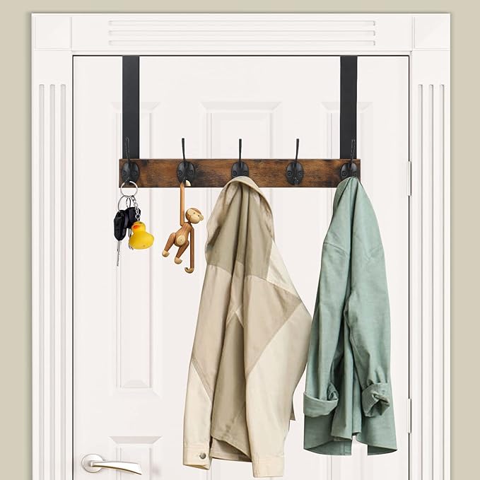 YINMIT Over The Door Hooks, Wooden Door Hanger, Door Hanger Hook, Over The Door Towel Rack, Door Coat Hanger, Door Coat Rack, Door Hooks for Hanging Towels, Clothes, Hats