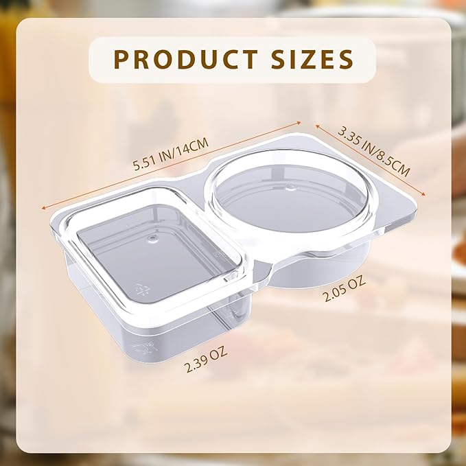 18Pcs Double Compartment Snack Containers with Lid,Travel Size Condiments,Sauce Containers,2 Compartment Lunch Box