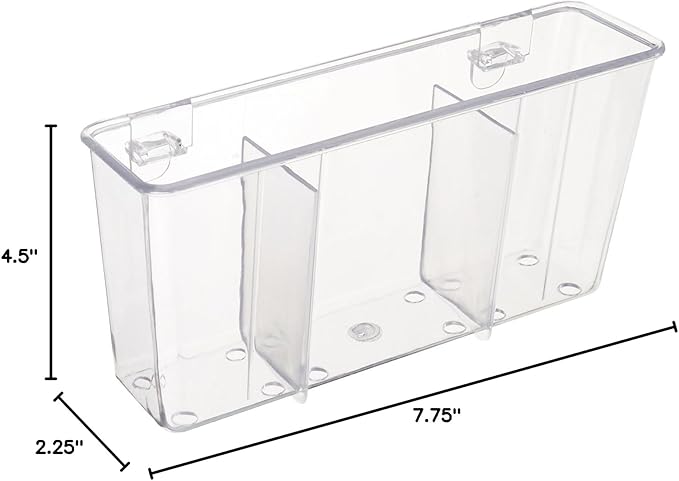 Cutlery Holder (Clear) (4.5"H x 7.75"W x 2.25"D)