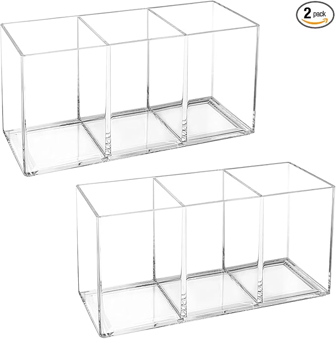 Rainmae 2Pack Plastic Cutlery Storage Organizer, Acrylic Cutlery Utensil Holder Storage Organizer Caddy for Kitchen Countertop Organization - Holds Fork, Knife, Spoon, Silverware Tableware Storage Box