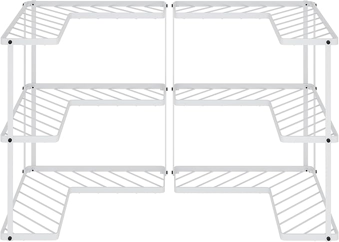 Buzowruil Kitchen L-Shaped Spice Rack Storage Rack Triangle Corner Three-Layer Cabinet Spice Storage Rack,2 Pack (White)