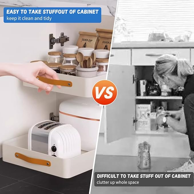 Pull out cabinet organizer, metal heavy duty drawer, under sink pull out home organizer with nano adhesive film fixing for kitchen/storage/bathroom/bedroom,12.2" W x 18.9" D x 3.15" H