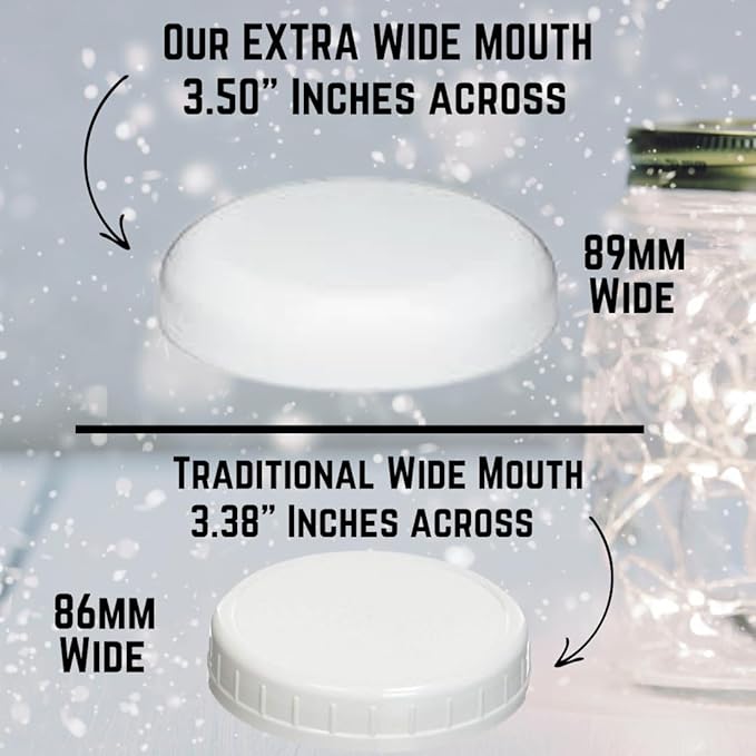 Jarming Collections Mason Jars - 32 Oz Extra Wide Mouth Glass Jars with Lids - Quart Containers - Made in USA (2 White Dome Plastic Lids)