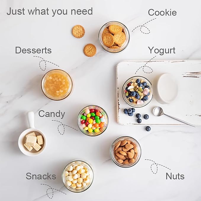 9.8 FL oz Glass Jar with Airtight Lid,Small Glass Containers With Lids,Overnight Oats Containers with Lids,Meal Prep jar, Chia Pudding jars with lids.Yogurt container(9.8oz-3 Pack)