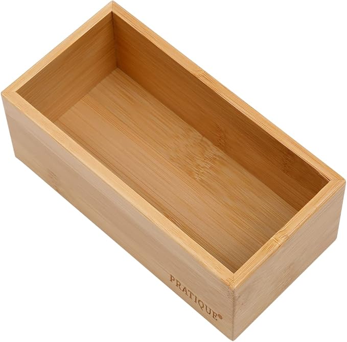 Bamboo Drawer Organizer - Kitchen Utensil Organizer Silverware Tray Cutlery Holder,Office Desk Supplies and Accessories (5.9x3x2.6 inch)