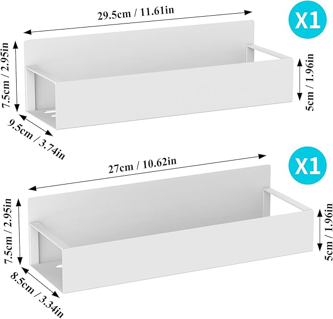2 Pack Magnetic Spice Storage Rack Organizer for Refrigerator and Oven, White Fridge Organizers and Storage