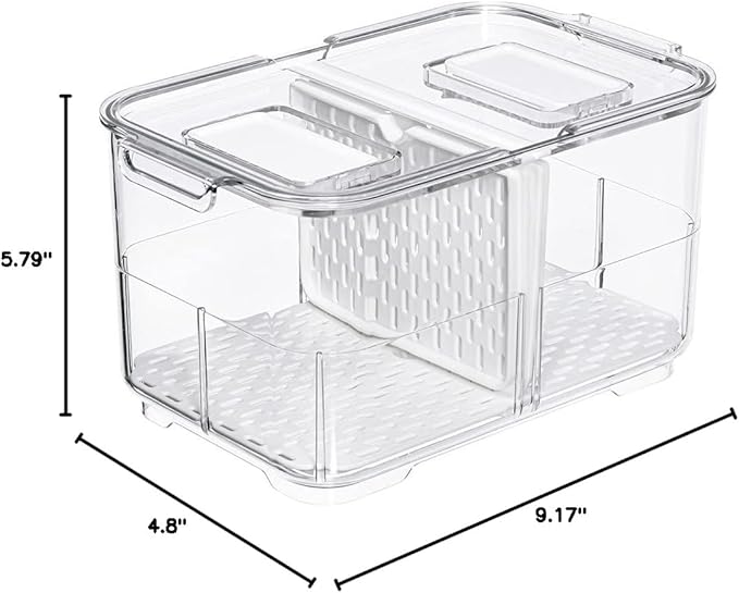 SANNO Vegetable Fruit Storage Containers, Produce Saver Containers Refrigerator Storage Containers Fresh Produce Saver with Lids and Vents,Stackable Salad Lettuce Keeper for Refrigerator