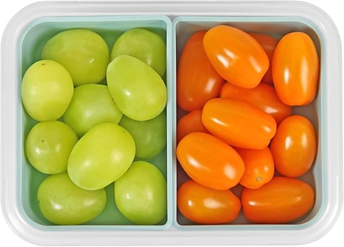carrotez Food Storage Containers with 2 Removable Compartments, Snack Containers with Airtight Lids, Portion Control, BPA Free, Reusable, 2 Cup (480ml)