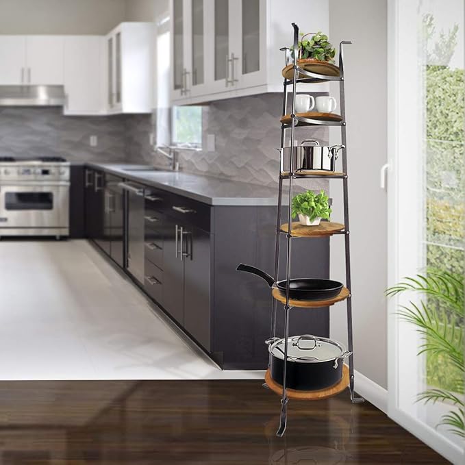 Enclume 6-Tier Cookware Stand, Free Standing Pot Rack, Hammered Steel (Unassembled)