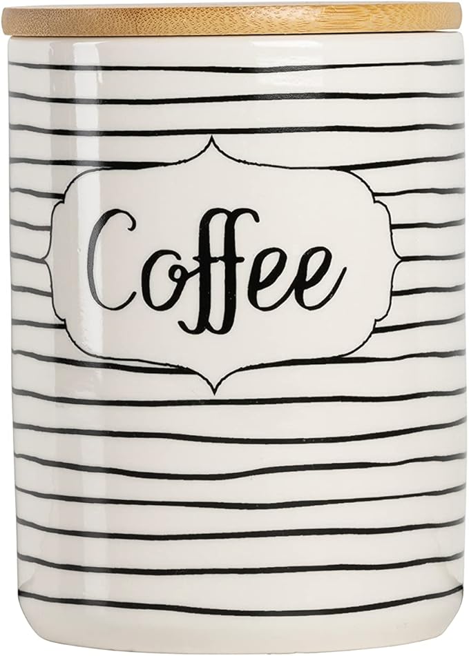 10 Strawberry Street Coffee, Sugar, Flour Kitchen Canister, 3 Piece Set, Everyday Black/White