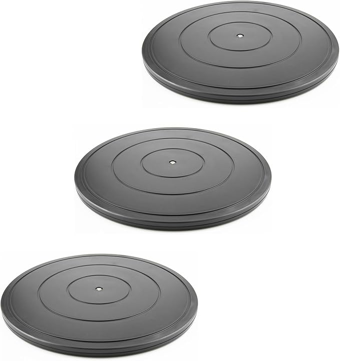 16 Inch Lazy Susan Turntable - Heavy Duty Rotating Swivel Steel Ball Bearings - Flat Base Stand for TV/Computer/Monitor/Arts/Crafts/Bonsai/Statue/Cabinet Organizer (3 Pack/Black)