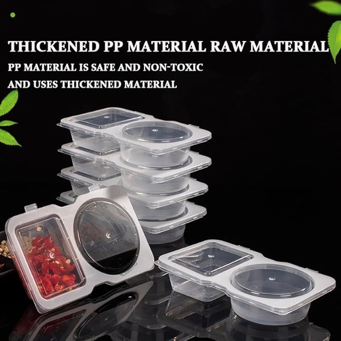 30 PCS Reusable Grab Go Snack Containers, Portable Clear Snack Pack Boxes with Double Compartments Lids for Snacks Condiments