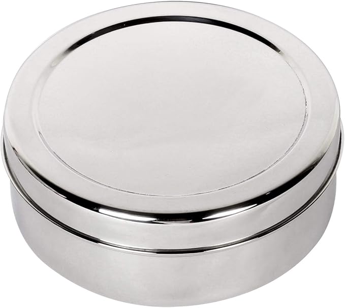 Mother's Day Gifts Stainless Steel Spice Container 7 Containers and Small Spoon Orange See Through Masala Box Indian Masala Dabba with size 8 X 8 inches