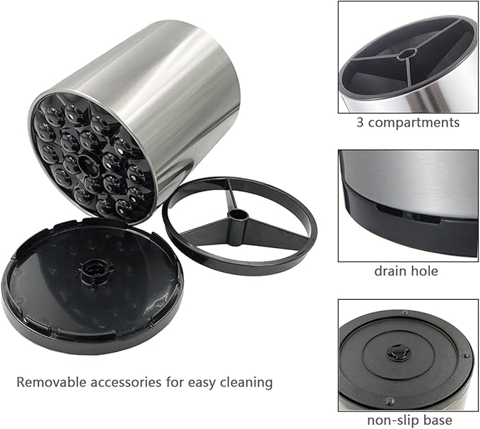Stainless Steel Rotating Utensil Holder, 6.2L X 6.2W X 8H