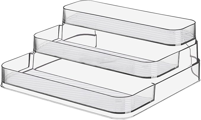 Acrylic Spice Rack, No Assembly Clear 3 Tier Condiment Bottle Shelf Vanity Organizer for Cabinet Kitchen Bathroom (1pcs)