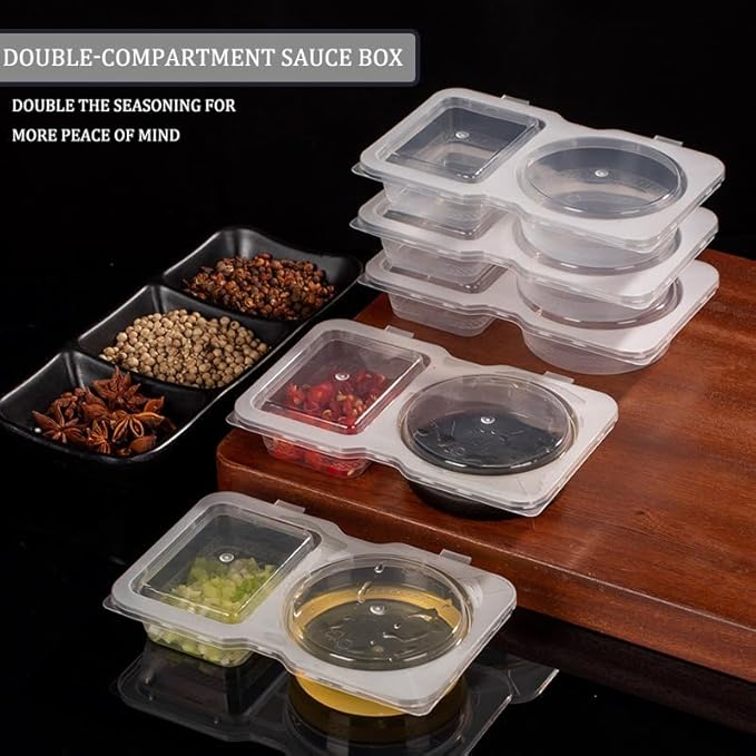 30 PCS Reusable Grab Go Snack Containers, Portable Clear Snack Pack Boxes with Double Compartments Lids for Snacks Condiments