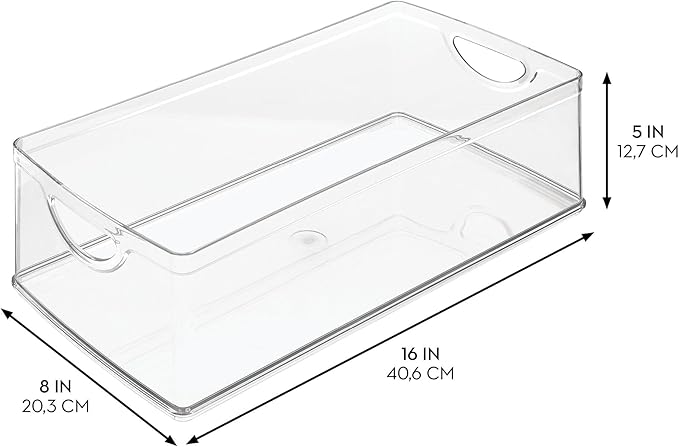iDesign Plastic Kitchen Cabinet Storage Bin with Handles - Clear - Made in USA