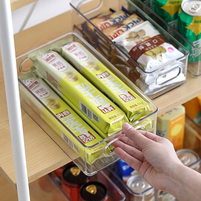 Refrigerator Organizer with Clear Plastic Storage Cabinet, BPA Free, Multi-Size Saves Space (9.8x5.9x2.7inches)