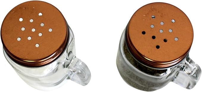 Retro Mason Jar Salt and Pepper Shaker Set – Clear Glass with Stainless Steel Lids, 2-Piece Vintage Design for Kitchen and Dining by Dependable Industries