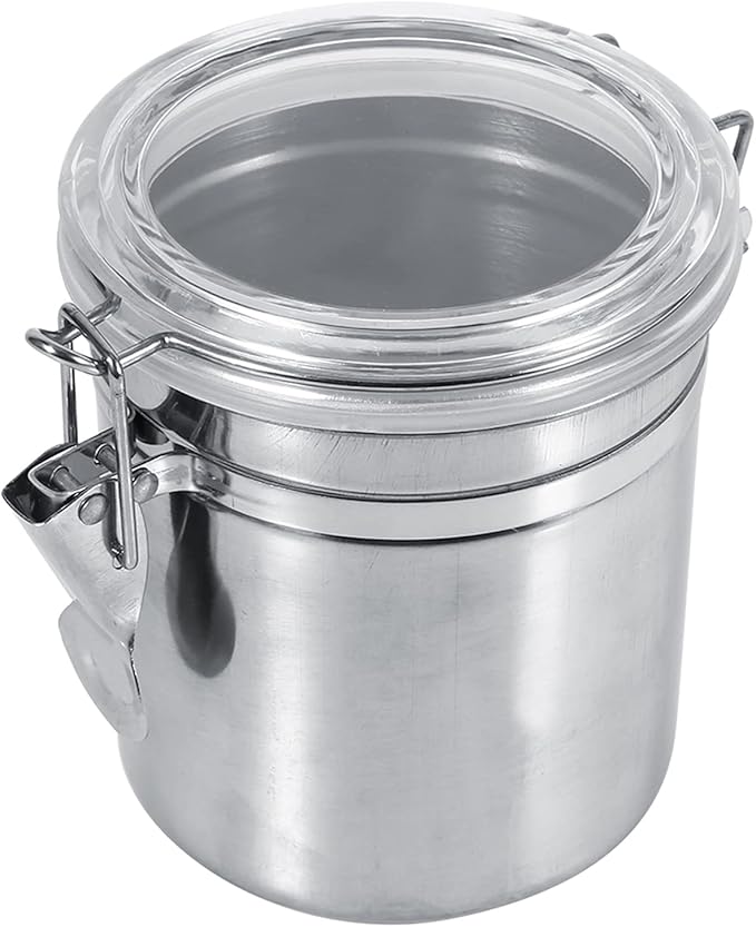 Coffee Canister, 4 Sizes Stainless Steel Kitchen Food Storage Container Bottle, Sugar Tea Coffee Beans Canister, Push Out Excess Air Preserve Food Freshness (medium size)