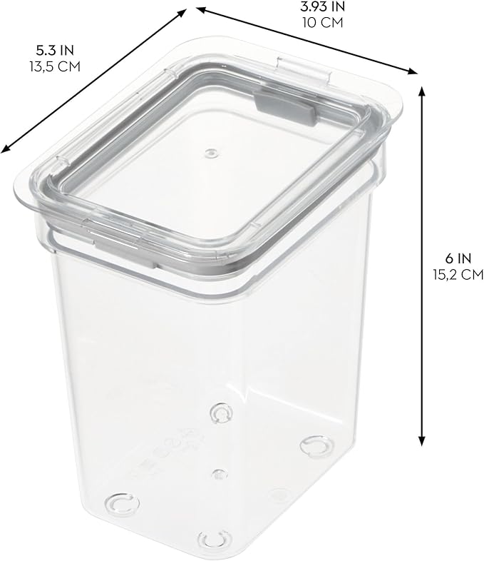 iDesign Small Food Storage Bin with Airtight Lid for Kitchen or Pantry Storage - Set of 4 - Clear