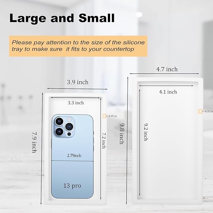 Bathroom Tray, Small Vanity Tray Silicone Soap Dish Sponge Holder Kitchen Sink Organizer Bathroom Accessories for Countertop, Toilet, Shower, 2 Pack, White