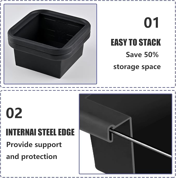 2 Cup Silicone Freezer Trays with Lid 4 Pack Silicone Freezer Molds Soup Containers Make 4 Perfect Soups, Broths, Stews, Sauces, Curries (Black)