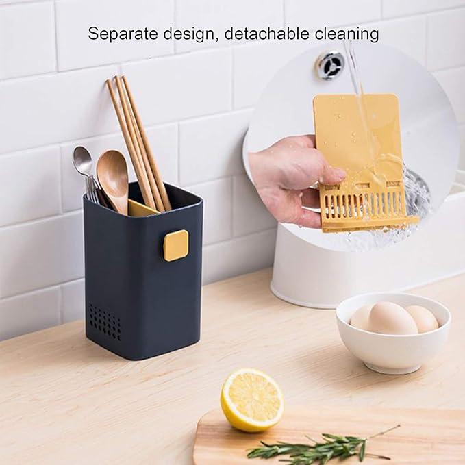 Kitchen Utensil Holder for Countertop,Multifunctional Draining Chopstick Cage,Double Ventilation Holes,Wall Mounted or Standing Cutlery Storage Organizer Caddy,Tableware Spoon Forks Storage Box
