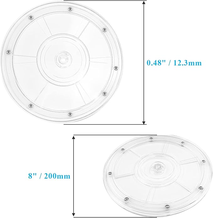 Jersvims 8 Inch Acrylic Turntable Platter, Transparent Turntable Organizer Round Rotating Plate for Kitchen Pantry Cabinet Desk Rack Spice Cake Cookie Decorating