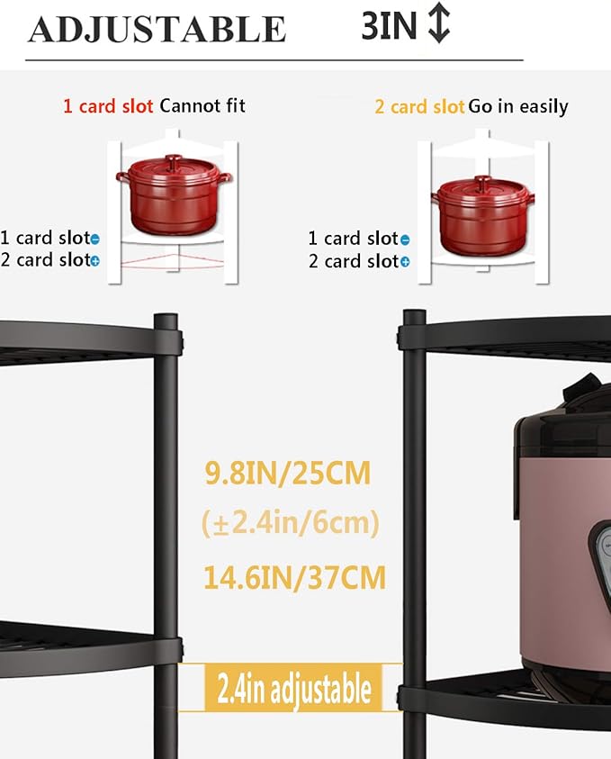 5-Tier Kitchen Corner Shelf Rack, Free Standing Pot Rack for Organizer Stainless Steel Cookware Stand