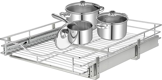 DINDON Pull Out Cabinet Organizer (11" W x 18" D), Pull Out Drawers for Kitchen Cabinets, Slide Out Cabinets Shelves,1 Tier Pull Out Cabinet Drawer Organization for Kitchen