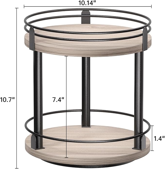 Lazy Susan Organizer, 2 tier Rotating Spice Rack, Lazy Susan 360 Degree Turntable Spice Holder Rack for Cabinet and Kitchen Countertop, Makeup Skincare Organizer Rack, Greige