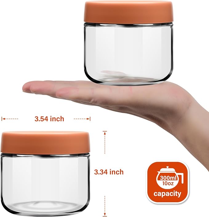 10 oz Glass Jars with Lids Meal Prep Portion Control Containers Pudding Yogurt Overnight Oats Salad Snack Cereal Candy Food Storage Cups Bowls Airtight
