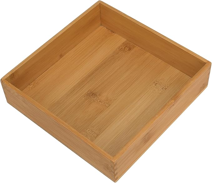 Bamboo Drawer Organizer - Kitchen Drawer Utensil Organizer Office Supplies Desk Organizer Makeup Silverware Tray Flatware Organization 8"*8"*2"