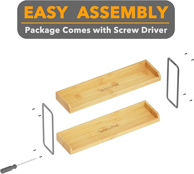 SpaceAid 30" Wide Kitchen Shelf Organizer for Stove, Magnetic Bamboo Spices Shelf for Home Stove Kitchen Storage Organization (Fit for Flat Top Only, 2-Tier)