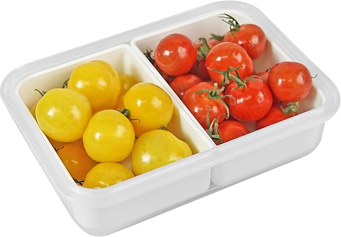carrotez Food Storage Containers with 2 Removable Compartments, Snack Containers with Airtight Lids, Portion Control Container, Reusable, BPA Free, 2 Cup (480ml)